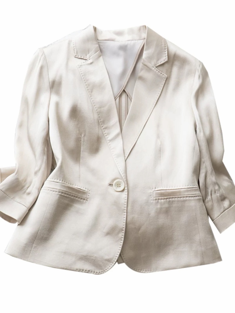 Champagne-Colored Lightweight Satin Suit